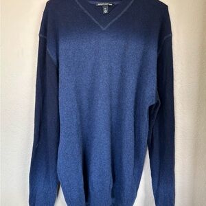 Autumn Cashmere Deep Blue Ombré V-Neck Sweater
